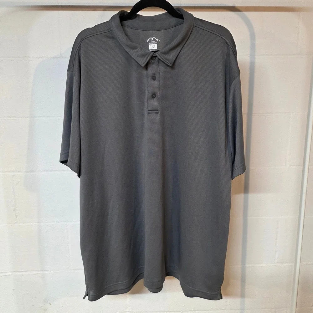 CLEARANCE 💲6️⃣ Blue Mountain Men's Gray Ribbed Soft Polo 3XL Short Casual - Picture 1 of 6